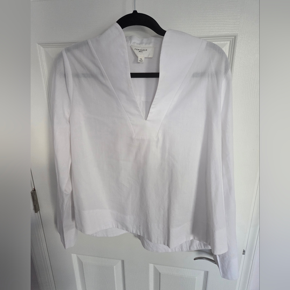 Tuckernut White V-Neck Blouse